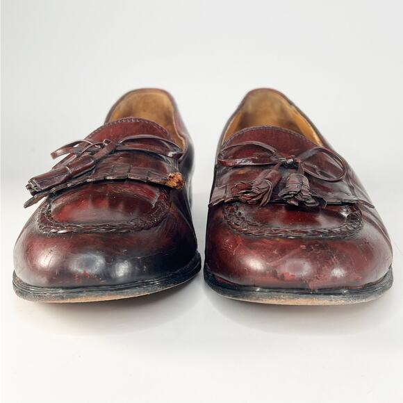 Johnston & Murphy Leather Tassel Slip-on Loafer Dress Shoes Brown Men 9.5